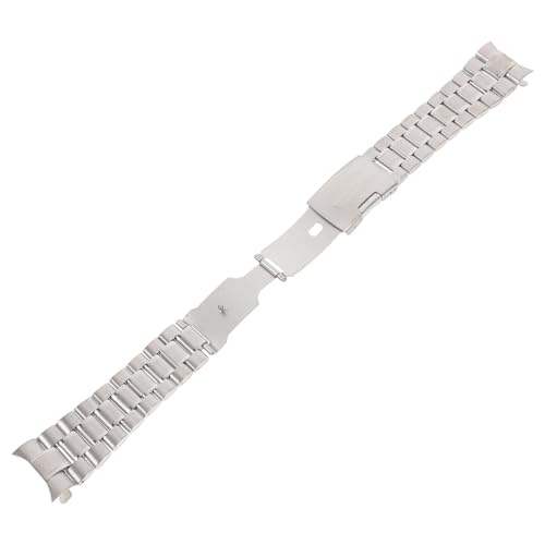 Garneck Edelstahl Uhrenarmband mit Gebogenem Ende Glieder Silberfarben Verstellbares Herrenarmband Robustes Ersatzband für Smartwatch und Armbanduhr von Garneck