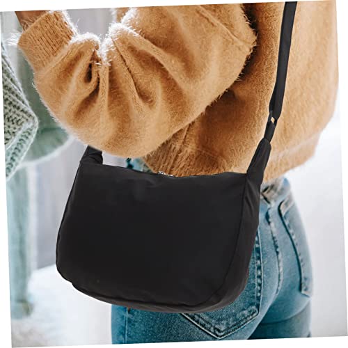 Garneck Einfacher Schwarzer Damen Umhängebeutel aus Nylon Vielseitige Leichte Schultertasche Modische Crossbody Bag für Alltag Einkaufen Reisen und Schule Praktisches für Frauen von Garneck