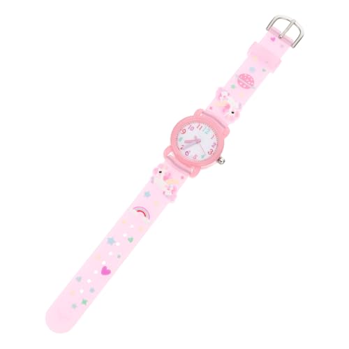 Garneck Cartoon Einhorn Armbanduhr Für Kinder Quarzuhr Mit Verstellbarem Armband Süße Kinderuhr Für Jungen Und Mädchen Für Anfänger Farbenfrohes Design 3D Einhorn in Pink von Garneck