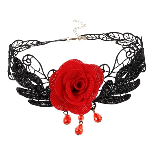 Garneck Einstellbare Blumen Spitzenkette Damen Choker Langlebiger Spitze und Modisches Accessoire für Partys Alltag und Besondere Anlässe Vielseitiger Gothic Lolita Stil von Garneck