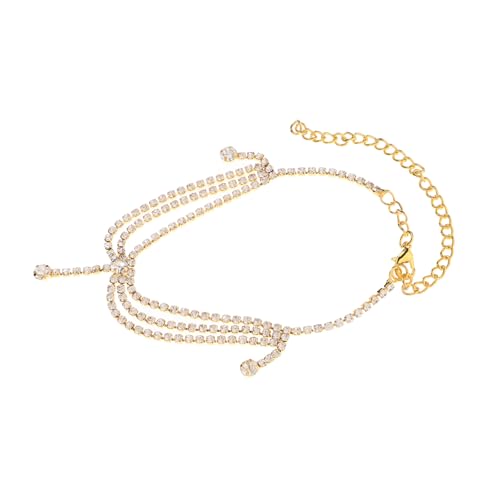 Garneck Einstellbare Wasserfeste Metall Fußkette mit Strass für Frauen und Mädchen Trendiger Beach Schmuck Verstellbares Knöchelband Modische Fußkettchen für Strandpartys und Alltag von Garneck