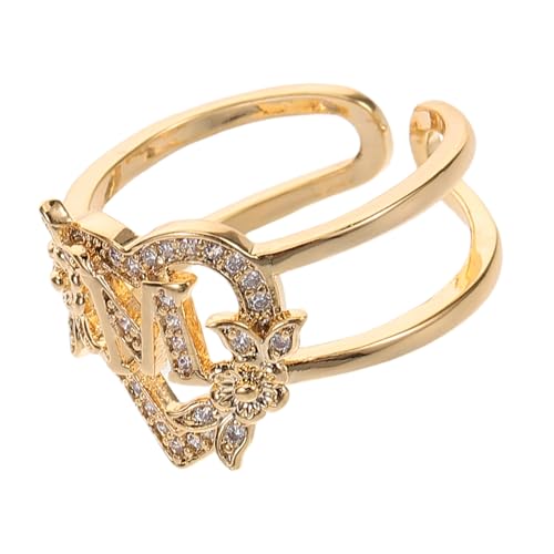 Garneck Einstellbarer Offener Kupferring Damen mit Initialem Blumen Design Polierte Oberfläche Stapelbar Langlebiger Schmuck für Alltag und Modischer Statement Ring von Garneck