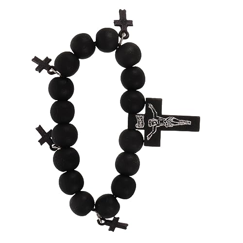 Garneck Elastisches Kreuzarmband Holzperlen Bequemer Unisex Schmuck mit Handgefertigtem Design Verstellbares Armband für Damen und Herren Modisches Accessoire für Alltag und Besondere von Garneck