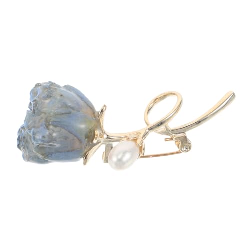 Garneck Elegante Blaue Rosenbrosche Damen Blüten Anstecknadel Modisch Einzigartiges Design Vielseitig Kombinierbar für Anzüge Pullover Schals Kleider Festlich und Casual von Garneck