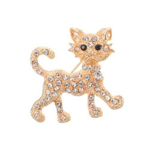 Garneck Elegante Damen Brosche Katzenmotiv Legierung Glitzer Broschen Anstecknadel Mode Accessoire für Kleidung Rucksäcke Pullover Geschenkidee Niedliche Cartoon Kätzchen Dekoration von Garneck