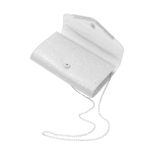 Garneck Elegante Damen Clutch Handtasche mit Kette Silberne Abendtasche Umschlagtasche für Hochzeit Party Geräumige Kleine Umhängetasche mit Sicherem Verschluss für Damen von Garneck