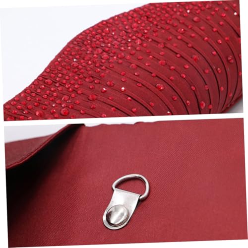 Garneck Elegante Satin Clutch mit Strasssteinen Magnetischer Verschluss Handtasche für Damen Elegante Abendtasche für Hochzeit Party und Dinner Modische Kleine Purse in Weinrot mit von Garneck