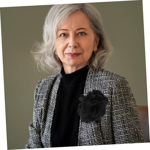 Garneck Elegante Stoffbrosche Handgefertigte Blütenform Vielseitige Anstecknadel für Kleidung Rucksack Schal und Hut Schwarze Vintage brosche für Damen Stilvolles Geschenk für Festtage von Garneck