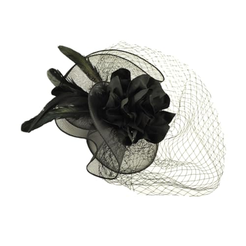 Garneck Eleganter Damen Fascinator mit Schwarzem Netzschleier Handgefertigter Haarschmuck Clip Stilvolles Party Kopfschmuck Accessoire für Hochzeit Abendveranstaltung Halloween und von Garneck