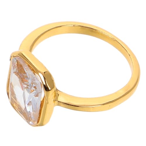 Garneck Eleganter Vergoldeter Zirkonia Ring Damen Quadratischer Braut und Verlobungsring Langlebig Farbbeständig Einzigartiges Design Stilvolles Schmuckaccessoire für Frauen von Garneck