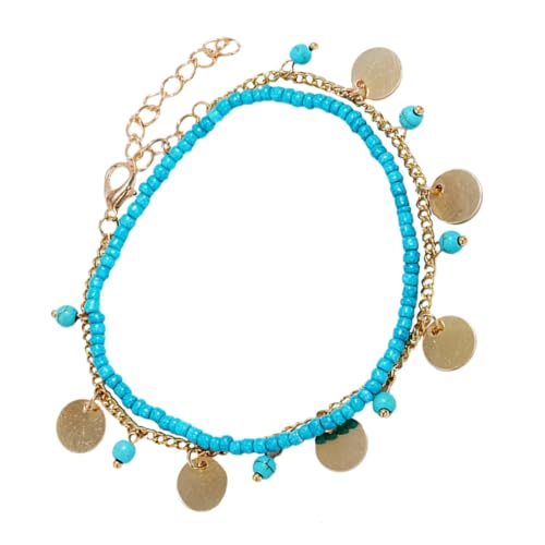 Garneck Elegantes Fußkettchen Damen Goldfarben mit Kreativem Anhänger Sommerliche Verstellbare Knöchelkette für Strand und Alltag Dekoratives Schmuckaccessoire für Frauen und Mädchen von Garneck