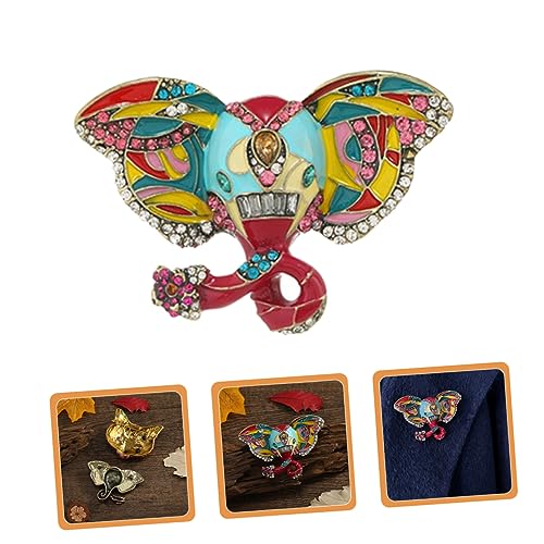 Garneck Emaille Brosche mit Strasssteinbesatz Vintage Tier Anstecknadel für Damen und Mädchen Modisches Accessoire für Jacken Taschen Hüte Langlebiges Schmuckstück für Elefantenliebhaber von Garneck