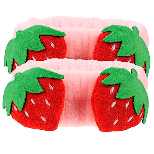 Garneck Erdbeer Stirnband 2er Set - Kawaii Haarschmuck Für Hautpflege - Make up Und Fitness Perfektes Für Erdbeerliebhaber Weich Und Bequem Für Spa Und Workout von Garneck