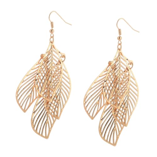 Garneck Ethnische Lange Tassel ohrringe Damen Mehrschichtige Hohle Retro Stil Leichte Legierung Elegante Ohrhänger für Modische Frauen Goldfarben von Garneck