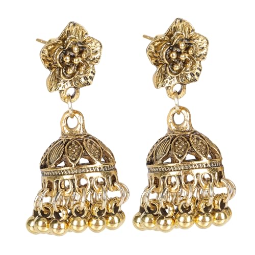 Garneck Ethnische Ohrhänger mit Quasten Legierung Blumenform Ohrringe für Damen Boho Ohrstecker Leichter Ohrschmuck für Alltag und Besondere Anlässe Goldfarben von Garneck