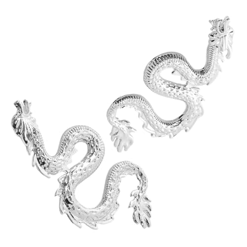 Garneck Extravaganter Chinesischer Drache Ohrstecker mit Dangle Design Modische Statement Ohrringe Trendige Prom Schmuck für Damen Silberfarbene Stylische Accessoires von Garneck