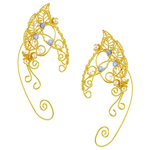 Garneck Fairy Ear Ohrclips für Damen Handgefertigte Dreiblättrige Ohrmanschetten Langlebiger Legierung Leichte nicht Durchbohrte Ohrringe für Hochzeit Party und Cosplay von Garneck