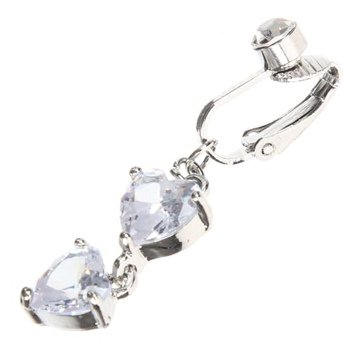 Garneck Fake Bauchnabelpiercing Zirkonia Herzform Bauchring Damen Navel Ring Körper Schmuck Langlebig Alloy Material Modisch Auffällig Geschenk von Garneck