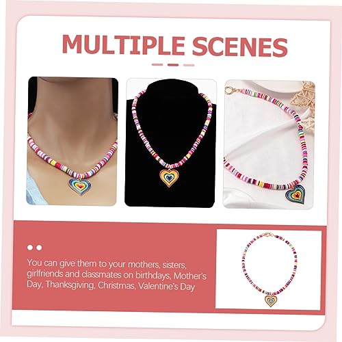 Garneck Farbverlauf Herz Halskette Damen Leichte Polymer Clay Perlenkette mit Farbigen Anhängern Sanfte Textur Hautfreundlich Modischer Schmuck für Hochzeit Alltag und von Garneck