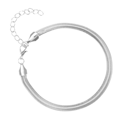 Garneck Feine Silberne Fußkette Damen Dünne Metallkette mit Fischgrätenmuster Leichtes Strand schmuckarmband Eleganter Knöchelschmuck für Frauen und Mädchen Geschenk von Garneck