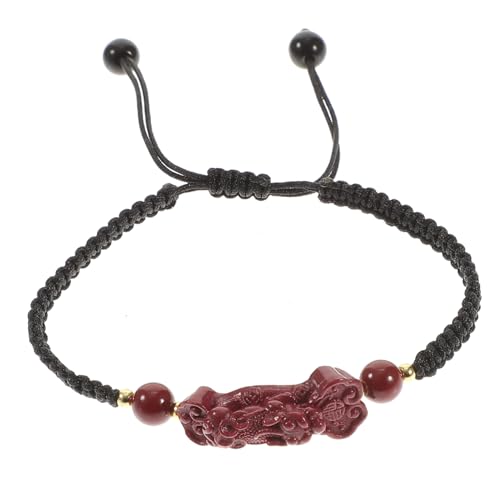 Garneck Feng Shui Pi Yao Armband aus Purpurrotem Sandstein Handgewebtes Reichtumsarmband für Damen und Herren Traditionelles Chinesisches Glücksarmband für Täglichen Schutz und Wohlstand von Garneck