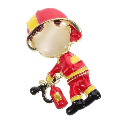 Garneck Feuerwehrmann Brosche Rot Emaille Anstecknadel für Damen Cardigan Pullover Schal Schmuck Accessoire Multifunktionaler Sicherheits und Modeschmuck von Garneck