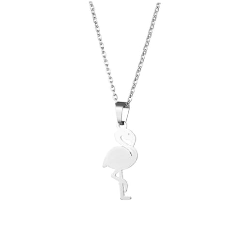 Garneck Flamingo Anhänger Halskette aus Edelstahl Modisches Tierdesign Glänzender Schmuck für Damen Mädchen Passend zu Geburtstag Valentinstag Hochzeit und Alltag von Garneck