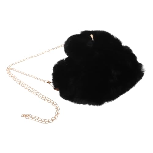 Garneck Flauschige Herzform Umhängetasche Damen Crossbody Tasche mit Kette Kunstfell und PU Material Weiche Schultertasche Große Kapazität Für Alltag Reisen und Partys von Garneck