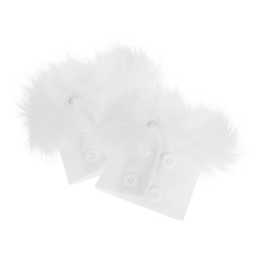 Garneck Flauschige Kunstfell Armstulpen Damen Winter Handgelenk Pulswärmer Weiche Stretch Manschetten Kuschelige Armschoner Für Alltag Party und Date Weiß von Garneck