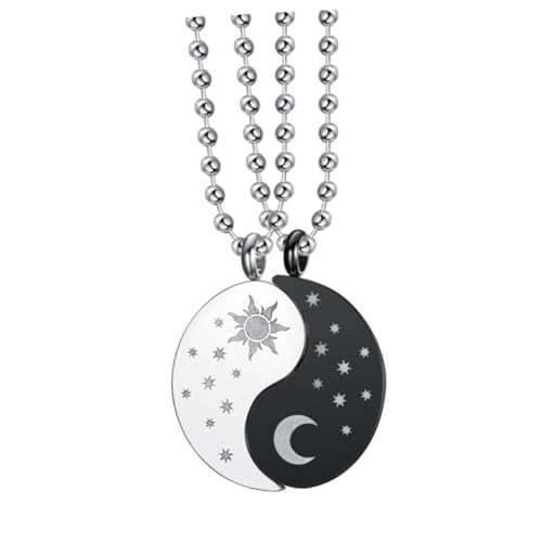 Garneck Freundschaftskette Partner Anhänger Sonne Mond Splicing Design Gothic Halskette für Freunde Stilvoller Titanstahl Schmuck mit Kette Geschenkidee Geburtstag Neujahr von Garneck