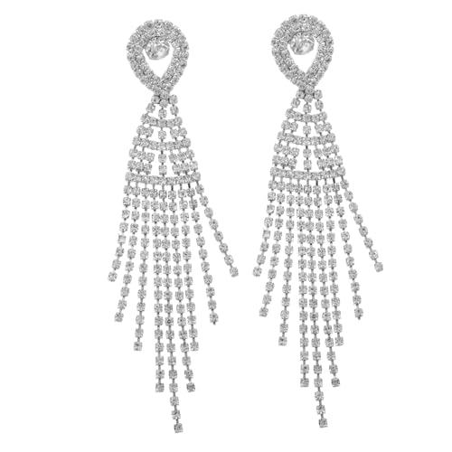 Garneck Runde Baumelnde Strass-ohrringe Silberne Ohrhänger Für Damen Funkelnde Statement-ohrringe Mit Quasten Glitzer-tropfenohrringe Für Abendkleider Und Partys von Garneck