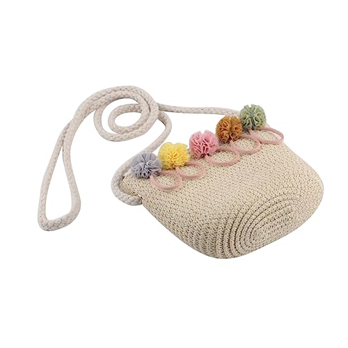 Garneck Geflochtene Mädchen Schultertasche Strandtasche Stroh Beige Kleine Umhängetasche für Sommer Outdoor Reise Leichte Woven Bag mit Blumenmuster für Alltag und Urlaub von Garneck