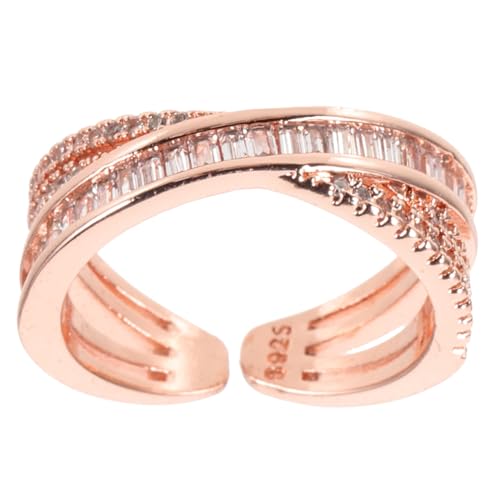 Garneck Geometrischer Offener Ring Verstellbar mit Zirkonsteinen Statement Schmuck für Frauen Eleganter Fingerring in Roségold Modisches Accessoire für Alltag und Besondere Anlässe von Garneck