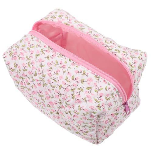 Garneck Gepolsterte Kosmetiktasche Damen mit Blumenmuster Wiederverwendbarer Schminkbeutel Praktische Reise Make Up Tasche Handliche Kulturtasche für Frauen und Mädchen von Garneck