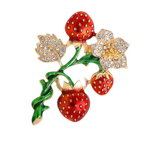 Garneck Shiny Rhinestone Erdbeer Brosche Anstecknadel Für Damen Vintage Frucht Corsage Pin Deko Für Partys Und Alltagslooks Legierung Niedlich Und Modisch von Garneck