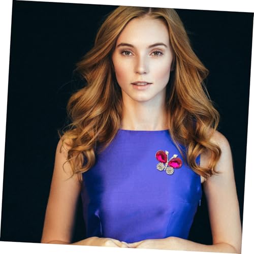 Garneck Glitzernde Brosche mit Strassstein Applikation Rosa Schmetterling Anstecknadel für Kleidung Schuhe Taschen Vielseitige DIY Deko und Bekleidungszubehör von Garneck