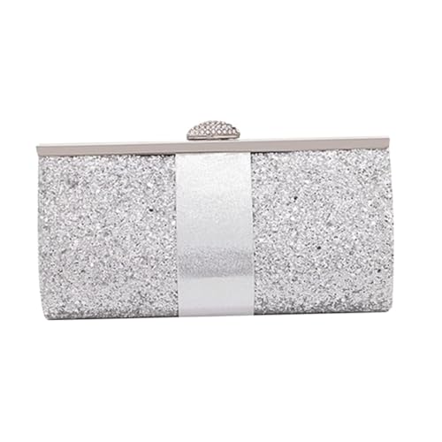 Garneck Glitzernde Clutch Abendtasche Silber Damen Kettenhandtasche für Hochzeit Party Prom Ball Kleine Handtasche Modisches Accessoire für Damen und Besondere Anlässe von Garneck