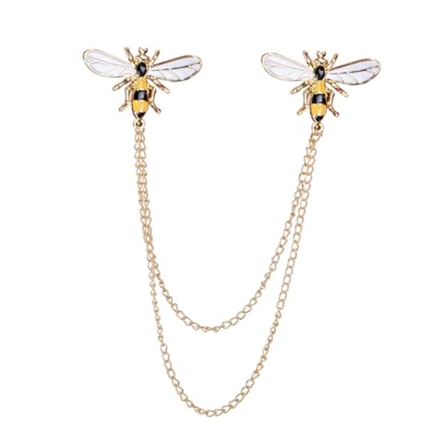 Garneck Goldene Bienen Brosche Anstecknadel mit Quaste Modische Hemdkragen Dekoration Vielseitiger Kragenclip für Damen und Herren Elegantes Accessoire für Kleidung Taschen und Schals von Garneck