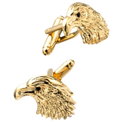 Garneck Goldene Manschettenknöpfe Herren Tuxedo Metall Cufflinks mit Adlerkopf Design Stabile Elegante Hemdmanschettenknöpfe für Anzug und Hochzeit Langlebig und Hautfreundlich von Garneck