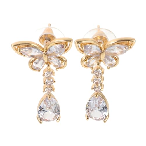 Garneck Goldfarbene Schmetterling Ohrringe Damen Zarte Kleine Schmetterlinge Ohrhänger Hautfreundlich Leichter Modeschmuck für Alltag und Besondere Anlässe von Garneck