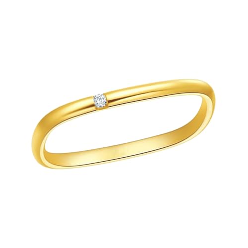 Garneck Goldfarbener Titanstahl ring Damen Quadratisch rund Vielseitig Tragbar Eleganter Fingerring mit Schlichtem Kreativem Design Langlebig und Farbecht Modisches Schmuckstück von Garneck