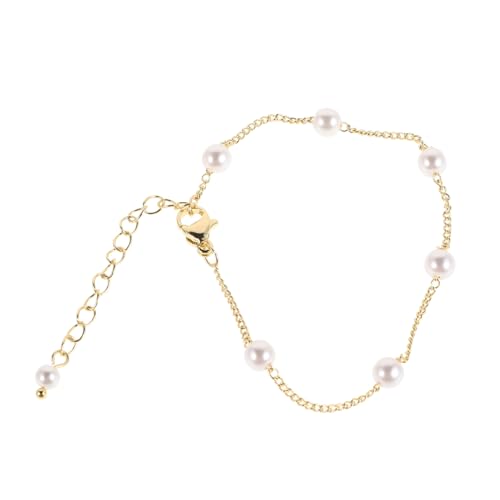 Garneck Goldfarbenes Damen Perlenarmband mit Simulierten Glasperlen Eleganter Schmuck mit Feiner Verarbeitung Stilvolle Armbandkette für Hochzeit Brautjungfern und Alltag Klassisches von Garneck