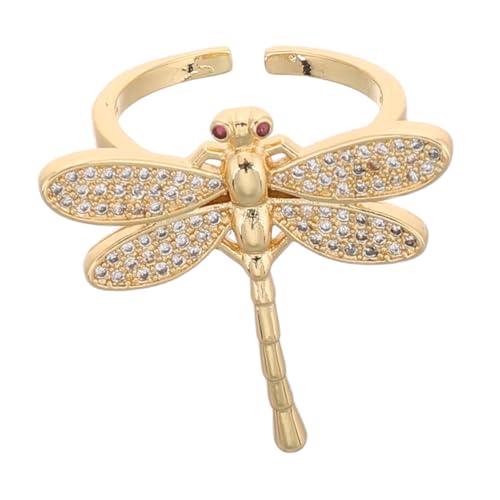 Garneck Libellenring Aus Vergoldet Mit Funkelndem Zirkonia Offener Statement-ring Für Frauen Verstellbares Design Als Modeschmuck Für Hochzeitsfeiern Und Täglichen Gebrauch Garneck Libellenring Aus Vergoldet Mit Funkelndem Zirkonia Offener Statement-ring Für Frauen Verstellbares Design Als Modeschmuck Für Hochzeitsfeiern Und Täglichen Gebrauch von Garneck