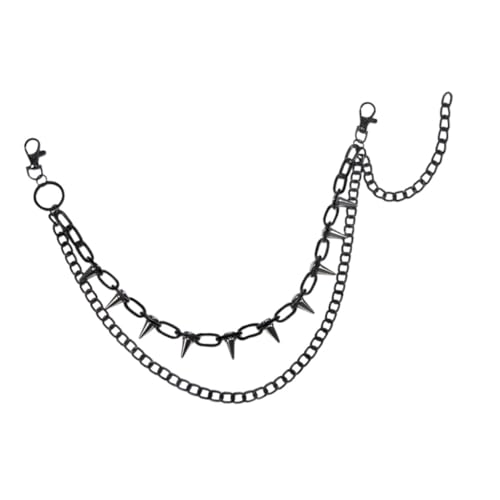 Garneck Gothic Style Hosenkette für Männer und Frauen Einzigartige Doppellagige Hip Hop Jeanskette mit Nieten Modisches Accessoire für Styles und Moderne Ästhetik von Garneck