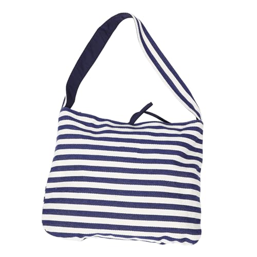 Garneck Große Doppelseitige Gestreifte Canvas-tasche Weiche Umhängetasche mit Verstellbarem Tragegurt Vielseitige Schultertasche für Damen Geräumige Strand- Markt Alltagstasche von Garneck