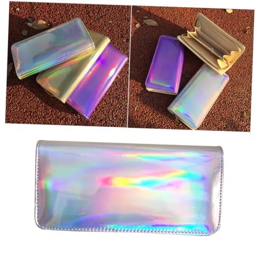 Garneck Große Kapazität Damen Geldbörse Silber Holografisch Langformat Portemonnaie mit Muster Münzfach Kartenhalter Bargeld Etui Alltag von Garneck