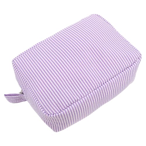 Garneck Große Kosmetiktasche Damen aus Baumwolle und Polyester Streifen Kulturbeutel mit Hoher Kapazität Vielseitiger Make up Organizer für Reise und Tägliche Aufbewahrung und Robust von Garneck