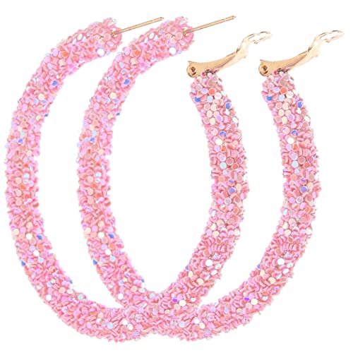 Garneck Große Runde Creolen Ohrringe Damen Modisch Nickelfrei Langlebig Statement Schmuck für Alltag Festival Vielseitig Kombinierbar Rosa von Garneck