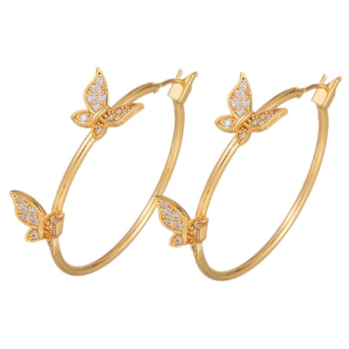 Garneck Große Schmetterling Creolen mit Funkelnden Strasssteinen Damen Ohrringe für Hochzeiten Partys und Besondere Anlässe Hochwertiger Schmuck mit Edlem von Garneck