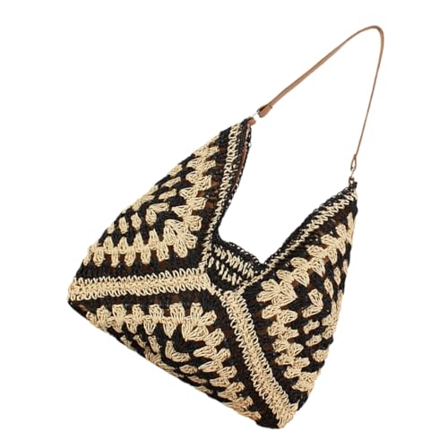 Garneck Gewebte Umhängetasche Aus Papierseilgewebe Großes Fassungsvermögen Für Damen Für Urlaub Arbeit Und Täglichen Gebrauch Stylische Hobo-form Webartige Details von Garneck